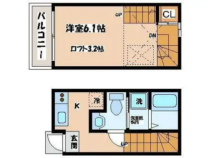 D-CAS文化町(1K/2階)の間取り写真