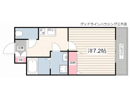 リープラス小野駅前(1K/1階)の間取り写真