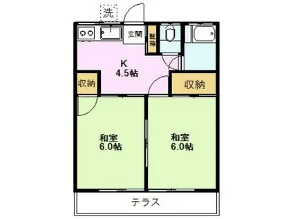 コーポ峰(2DK/1階)の間取り写真