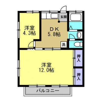 ブルーハイツ(2DK/2階)の間取り写真