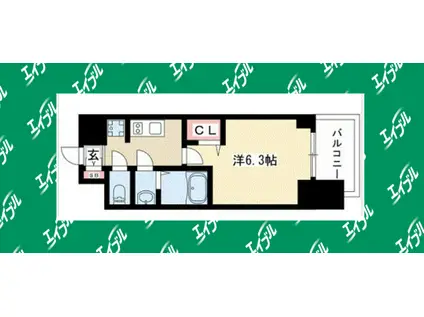 プレサンス上前津リラシス(1K/13階)の間取り写真