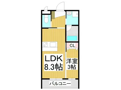 ラルーチェ稲里中央 S棟(1LDK/1階)の間取り写真