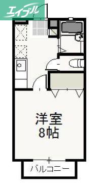 ロンサール奥田(1K/2階)の間取り写真