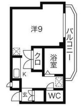 キャピタル萩野町(ワンルーム/2階)の間取り写真