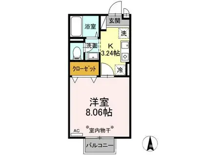 JSパレスII(1K/2階)の間取り写真