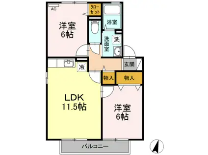 メゾンプリネール A棟(2LDK/2階)の間取り写真