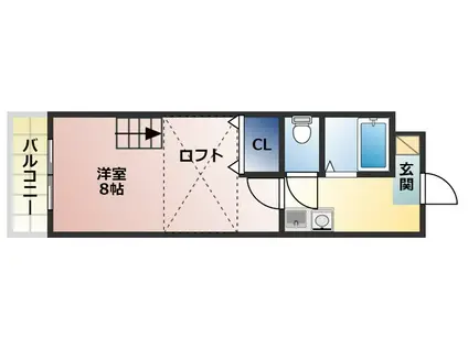 ヤンググレイス若園(1K/3階)の間取り写真