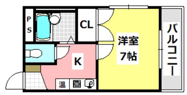 末広13番館(1K/4階)の間取り写真