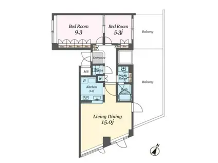 パシフィックレジデンス目黒本町(2LDK/6階)の間取り写真