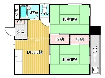 コーポ澄(2DK/4階)の間取り写真