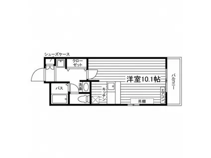 オリッシュ薬園町(ワンルーム/2階)の間取り写真