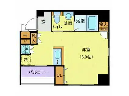 ガリシア日本橋水天宮II(ワンルーム/8階)の間取り写真