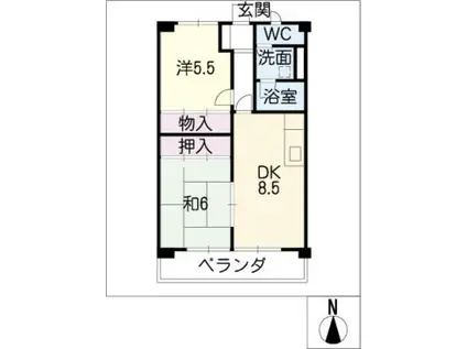 ホワイトメゾン(2DK/1階)の間取り写真