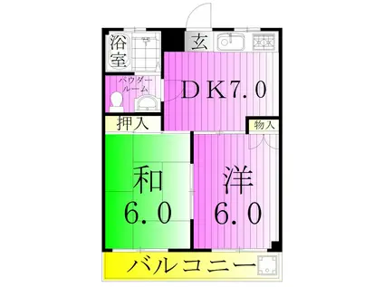 PLAISIR(2DK/3階)の間取り写真