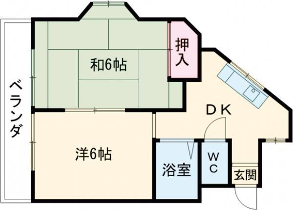ベイサイド藤原(2DK/3階)の間取り写真