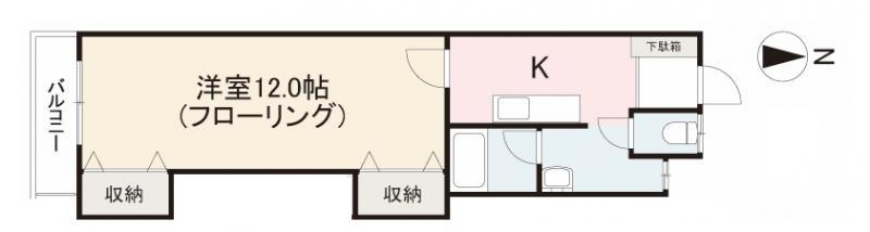 第八双葉荘(1K/2階)の間取り写真