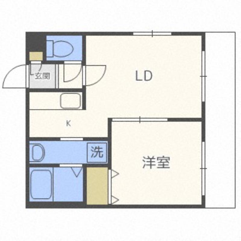 NFPガーデン月寒西(1LDK/4階)の間取り写真