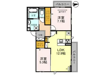 エスト山王(2LDK/2階)の間取り写真