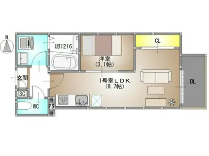 REGALEST GRACE 高柳(1LDK/3階)の間取り写真