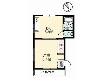 カーム行徳(1DK/2階)の間取り写真