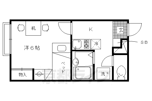 レオパレス(1K/1階)の間取り写真
