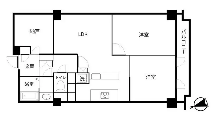 麻布狸穴ナショナルコート 2階階 間取り