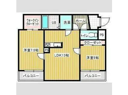 ウッドベルステージ(2LDK/1階)の間取り写真