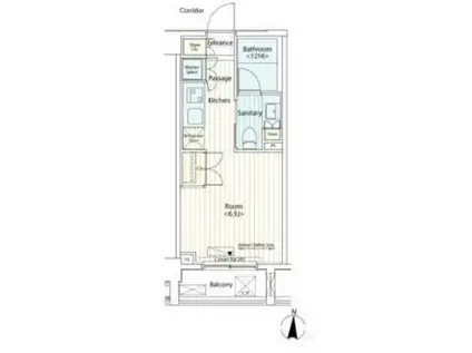 カスタリア菊川(ワンルーム/2階)の間取り写真