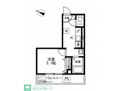 グランドソレーユ生麦(1K/1階)の間取り写真