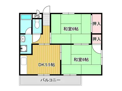 明神マンション3号(2DK/2階)の間取り写真