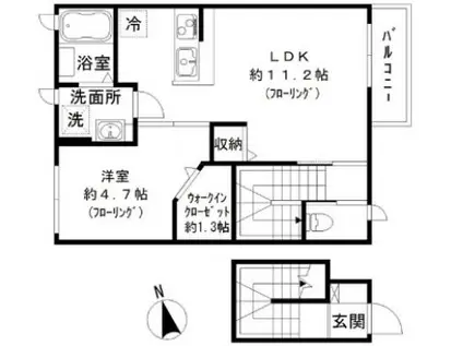 グランエスト武蔵小山(1LDK/2階)の間取り写真