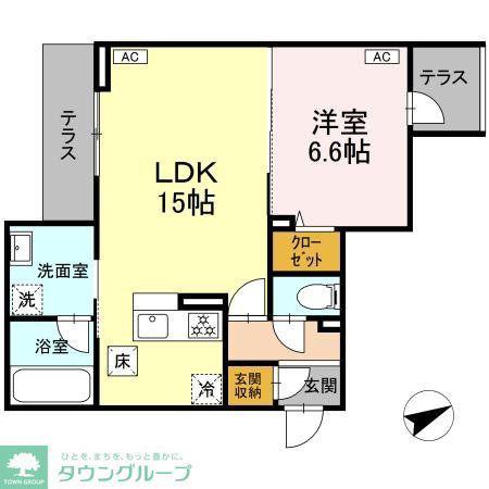 D-RESIDENCE稲城(1LDK/1階)の間取り写真