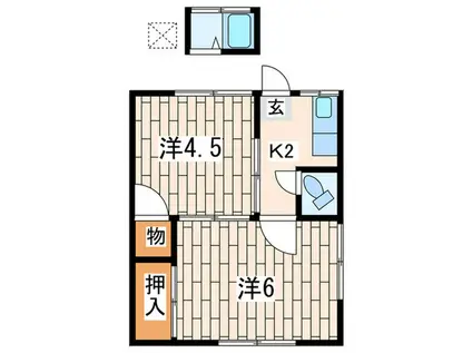光月荘(2K/2階)の間取り写真