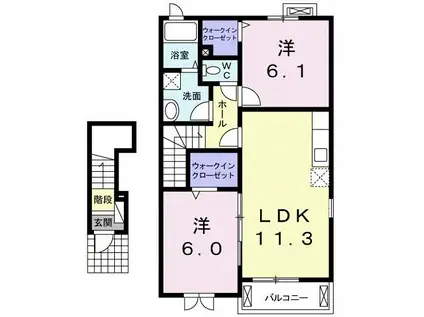 エスプレッソ(2LDK/2階)の間取り写真