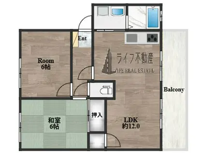 メゾンウィステ(2LDK/2階)の間取り写真