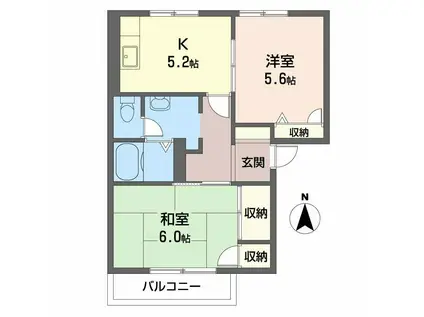 ルミナスコートトヨク(2K/2階)の間取り写真