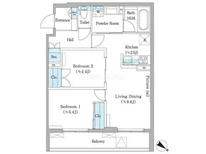 フィカーサ横浜(2LDK/2階)の間取り写真