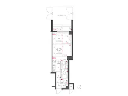 ZOOM下丸子(1LDK/1階)の間取り写真