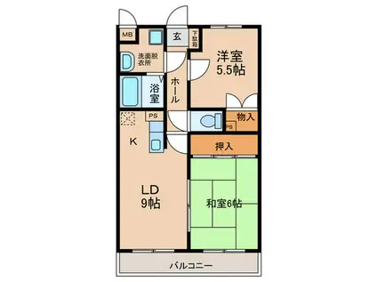 こうかマンション(2LDK/8階)の間取り写真