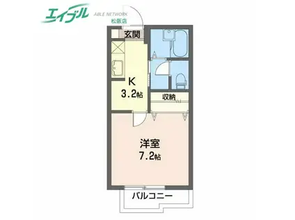 サンコーポ翔C(1K/2階)の間取り写真