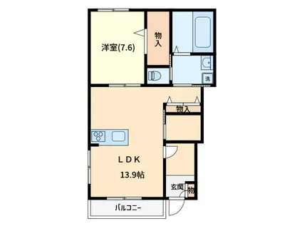 シャンティパレス(1SLDK/1階)の間取り写真