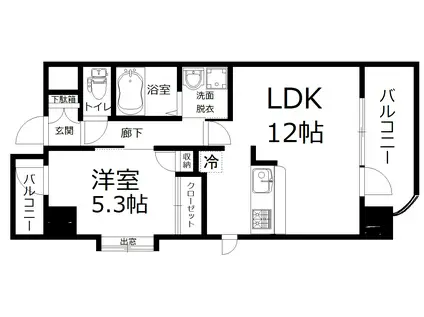 パレスフィールド南観音(1LDK/5階)の間取り写真
