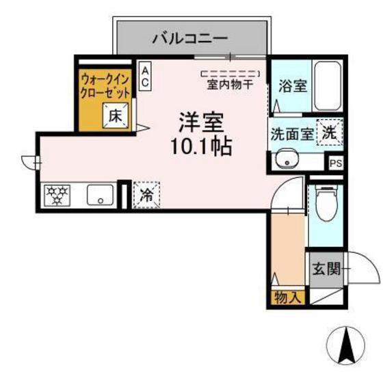 ビーエムケイ(ワンルーム/1階)の間取り写真