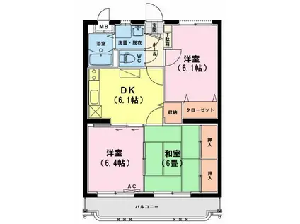 ユーミーいちまるIII(3DK/1階)の間取り写真