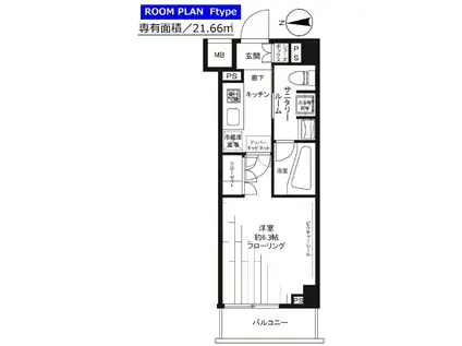 ステージグランデ大森アジールコート(1K/5階)の間取り写真