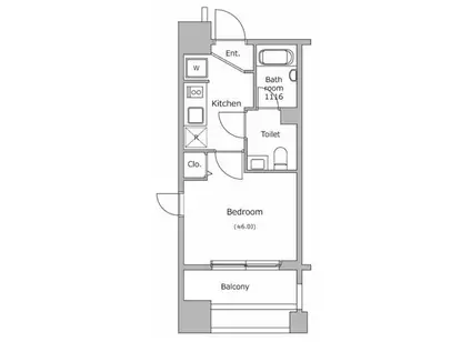 レジディア市ヶ谷(1K/6階)の間取り写真