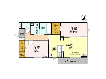 CLASSEUM 幸西 II(2LDK/1階)の間取り写真