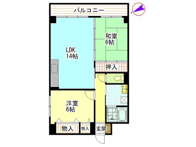 ヤスダビル7(2LDK/6階)の間取り写真