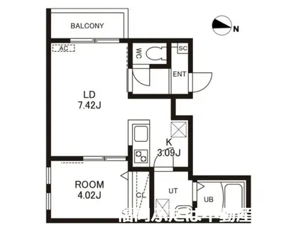 CHERIM竹下II(1LDK/1階)の間取り写真