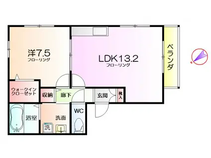 カーサ海岸通(1LDK/3階)の間取り写真